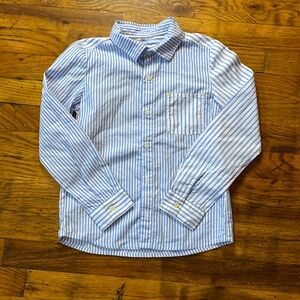 JEAN BOURGET Kids Shirt Blue White Contrast Striped Button Up Size 8A / 126‎